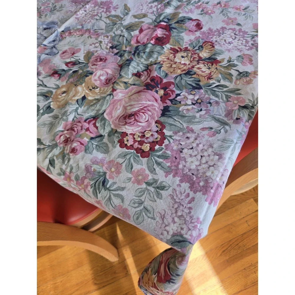 English County Tablecloth 48x67 Floral Cluster Cotton Cottage